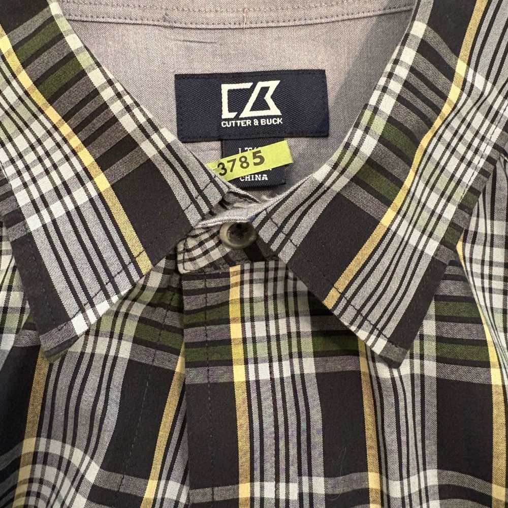Cutter & Buck Men's Checkered Shirt - Black, Green, Yellow